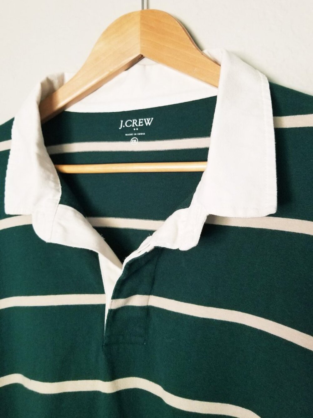 J. Crew Men XXL Striped Rugby Shirt Long Sleeve Forest Green Preppy 100% Cotton - Picture 7 of 13
